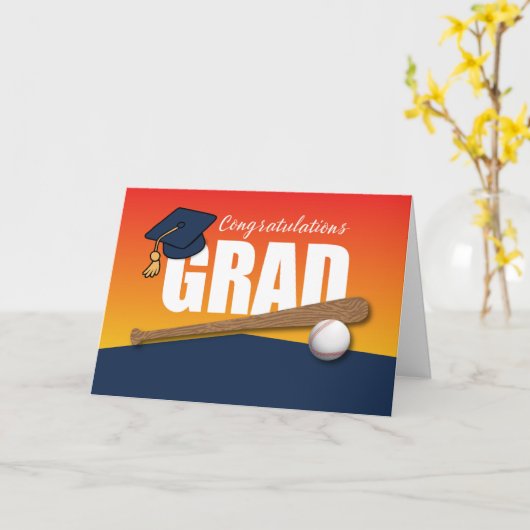 卒業野球アスリートおめでとう卒業 カード (黄色い花)