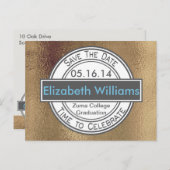 卒業金ゴールドきらめく保存日 ポストカード (正面/裏面)