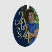 卒業金ゴールドとブルー2024の写真 オーナメント (正面)