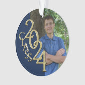 卒業金ゴールドとブルー2024の写真 オーナメント (正面)
