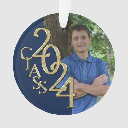 卒業金ゴールドとブルー2024の写真 オーナメント (正面)