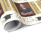 卒業金ゴールドと黒写真おめでとう ラッピングペーパー (ロールコーナー)