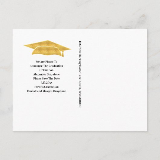 卒業金ゴールドの卒業日を保フェイク存 案内ポストカード (裏面)