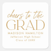 卒業金ゴールドの応援 スクエアシール (正面)