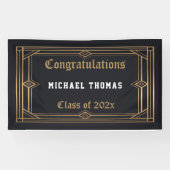 卒業金ゴールドアールデコフレーム（黒） 横断幕 (横)