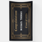 卒業金ゴールドアールデコフレーム（黒） 横断幕 (縦)