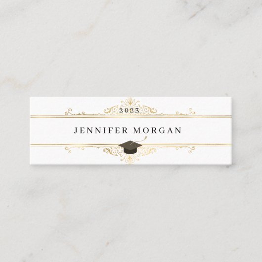 卒業金ゴールドエレガントオーナメント名票 スキニー名刺 (正面)