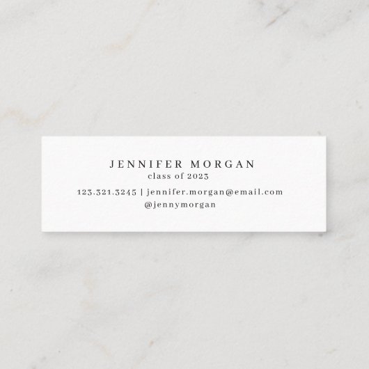 卒業金ゴールドエレガントオーナメント名票 スキニー名刺 (裏面)