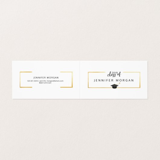 卒業金ゴールドエレガント折り畳み名刺 名刺 (外部フラット)