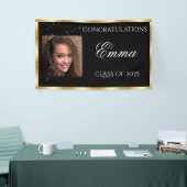 卒業金ゴールドサテンの個人写真 横断幕 (トレードショー)