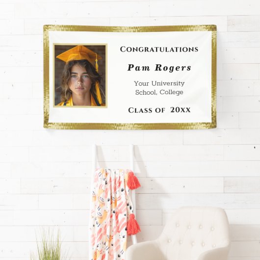 卒業金ゴールドサテンエレガント 横断幕 (インサイチュ)