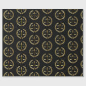 卒業金ゴールドジャスティススケールソードローレルリース ラッピングペーパー (フラット)