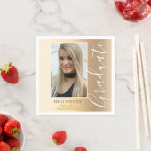 卒業金ゴールドスタイリッシュスクリプモダント写真パーティー スタンダードカクテルナプキン (インサイチュ)