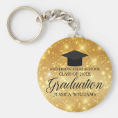 卒業金ゴールドスパークルシックカスタムな学校の名前 キーホルダー (正面)