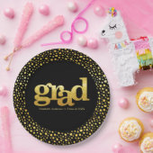 卒業金ゴールドフォイルタイポグラフィブモダンラック ペーパープレート (パーティー)