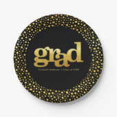 卒業金ゴールドフォイルタイポグラフィブモダンラック ペーパープレート (正面)