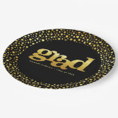 卒業金ゴールドフォイルタイポグラフィブモダンラック ペーパープレート (アングル)