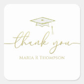 卒業金ゴールドモダンスクリプトありがとうご好意 スクエアシール (正面)