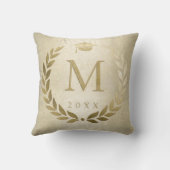 卒業金ゴールドローレルリースモノグラムのイニシャル クッション (裏面)