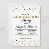 卒業金ゴールド招待状パーティー水玉模様星 招待状 (正面)
