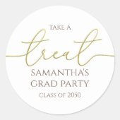 卒業金ゴールド書道台本シンプル治療 ラウンドシール (正面)