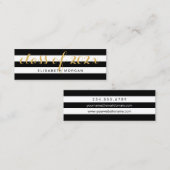 卒業金ゴールド書道白黒ストライプ コーリングカード (正面/裏面)