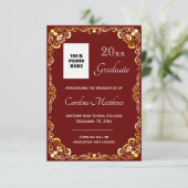 卒業金ゴールド枠マルーン 案内状 (スタンド正面)