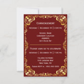 卒業金ゴールド枠マルーン 案内状 (裏面)