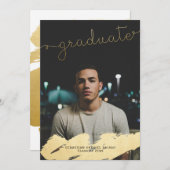 卒業金フェイク箔モダン 案内状 (正面/裏面)