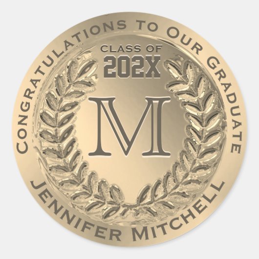 卒業金フェイク箔 ラウンドシール (正面)