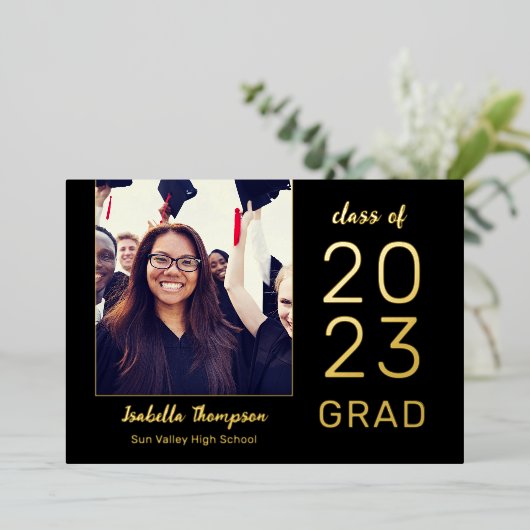 卒業金モダン箔の発表 箔招待状 (立ち正面)