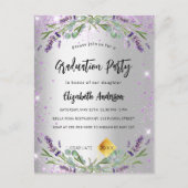 卒業銀ラベンダーユーカリフローラ インビテーションポストカード (正面)