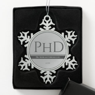 卒業銀号年PhD スノーフレークピューターオーナメント