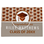 卒業銅パターンカッコいいトレンディーおめでとう ラージペーパーバッグ (正面)