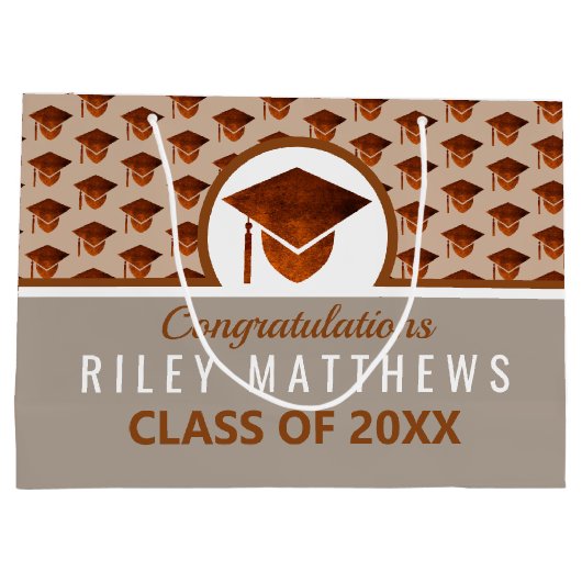 卒業銅パターンカッコいいトレンディーおめでとう ラージペーパーバッグ (裏面)