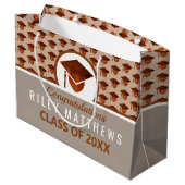 卒業銅パターンカッコいいトレンディーおめでとう ラージペーパーバッグ (裏面アングル)