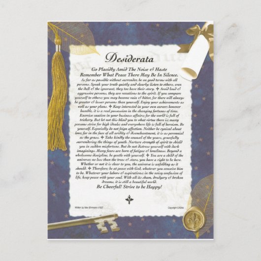 卒業鍵から未来のデシデラタ 案内ポストカード (正面)