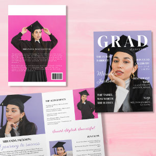卒業雑誌ブックレット4ページモダンおもしろい 案内状