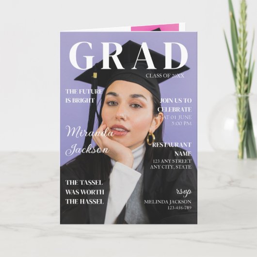 卒業雑誌ブックレット4ページモダンおもしろい 案内状 (正面)