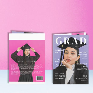 卒業雑誌招待状おもしろいモダン冊子 カード
