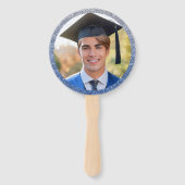 卒業青モダンと金ゴールドの卒業写真 ハンドファン (裏面)