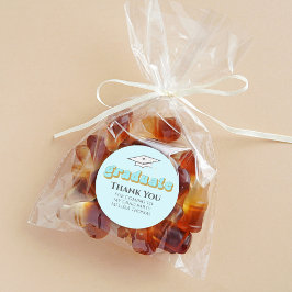 卒業青レトロタイポグラフィシンプル ラウンドシール