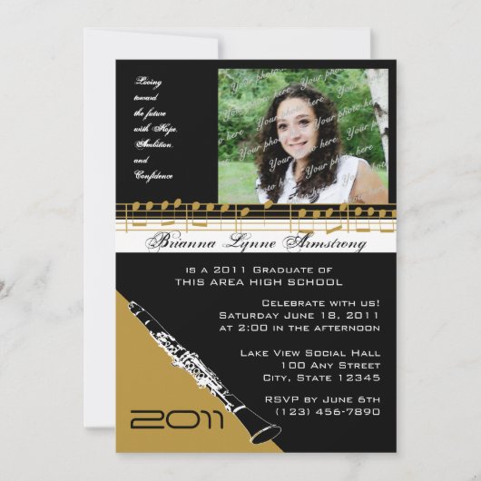 卒業音楽/クラリネット 招待状 (正面)