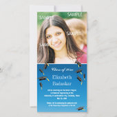 卒業飛んでいるキャップ 案内状 (正面)