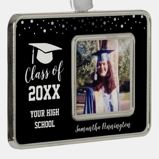 卒業1枚の写真紙吹雪 シルバープレートフレームオーナメント (右)