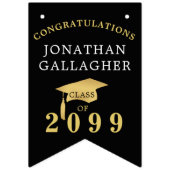 卒業12写真クラス年名黒金ゴールド バンティングフラッグ (第1の旗)