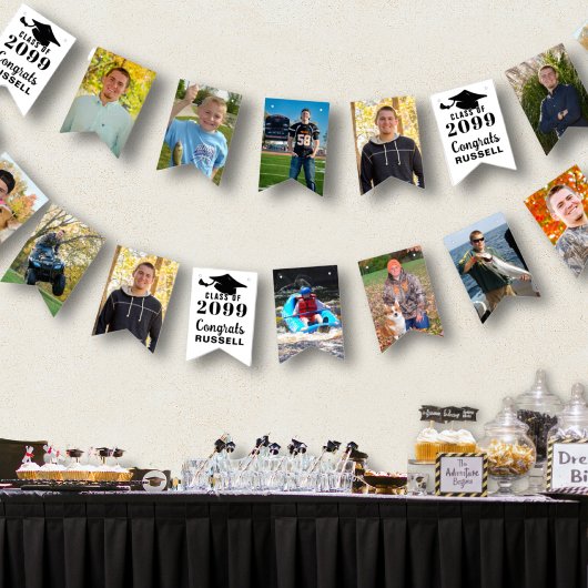 卒業12写真区分年おめでとう名 バンティングフラッグ