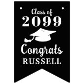 卒業12写真年おめでとう名ブラック バンティングフラッグ (第1の旗)