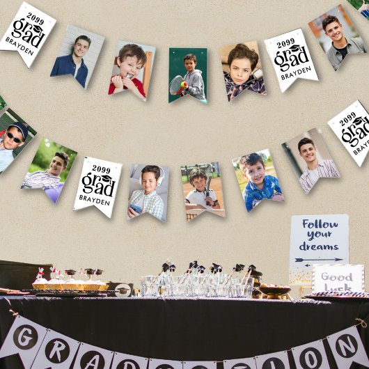 卒業12枚はっきりした写真タイプ年氏名 バンティングフラッグ