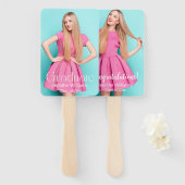 卒業2写真白モダン文字スタイリッシュ ハンドファン (正面&裏面)